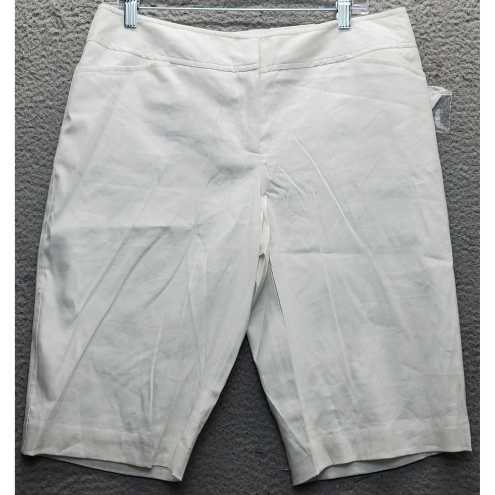 Apt. 9 Ava Capri Pants Women's Petite 12P White Modern Fit Low Waist Hook & Eye